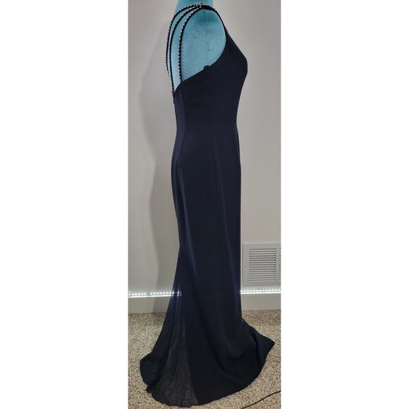 Tiffany Designs Dress Womens 8 Long Black Embellished One Shoulder Sleek Dress - Picture 3 of 10